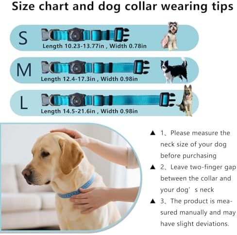 Tracking Collar for Dogs Waterproof Adjustable Air Tag Dog Collar Holder, Comfortable Dog Collars for Small Medium Large Dogs (SkyBlue, L)