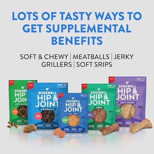 DOGSWELL Hip & Joint Mini Jerky Dog Treats, Chicken Breast, 4 oz. Pouch