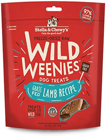 Stella & Chewy's Freeze-Dried Raw Wild Weenies Dog Treats - High-Protein Training Treats for Dogs & Puppies - All-Natural Grass-Fed Lamb Recipe with 97% Meat & Organs - USA Made - 3.25 oz Bag