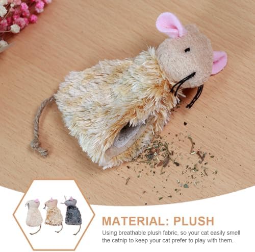Ipetboom 6pcs Refillable Catnip Toys for Cats - Plush Mouse Cat Chew Toys for Indoor Activities, Breathable Fabric for Added Catnip, Hunting Play and Boredom Relief - 3.54x2.55x0.39in
