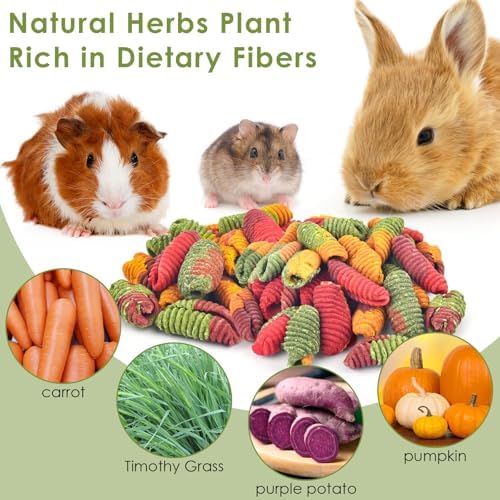 ERKOON Chinchilla Treats, Timothy Grass Chew Toys for Teeth for Rabbit Guinea Pig Gerbil Rat Dwarf Hamster (Large Size-2 Pack)