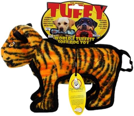 TUFFY® - 2 Pack Original : Tiger Dog Toy : Ultra Durable Plush Dog Toy with Multiple Layers & Reinforced Seams, Washable and Floats, Original Construction