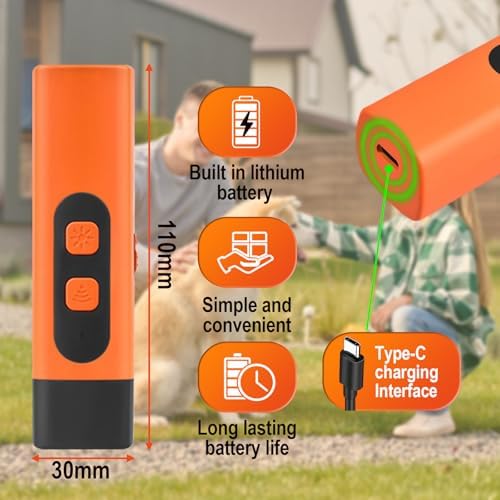 Dog Bark Deterrent Device, Anti Barking Devices for Dogs, Indoor Outdoor Use Rechargeable, Dog Bark Deterrent Device with LED Flashlight, Suitable for Training to Improve Bad Behavior
