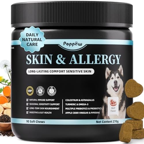 Dog Allergy Relief Soft Chews - Skin & Gut Health, Beef, 90 Count