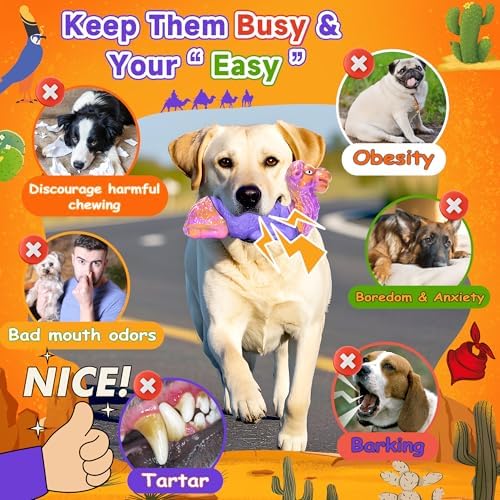 Tough Dog Chew Toys for Aggressive Chewers, Squeaky Indestructible Dog Toy To Keep Them Busy, Interactive Large Chew Toy for Dogs Medium Small, Durable,Reduce Boredom,Puppy Teeth Cleaning Milk Flavor