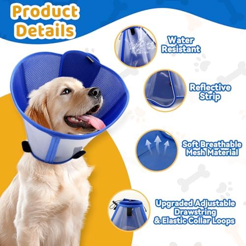 Dog Cone Collar for Large Medium Dogs, Soft Cone for dogs to Stop Licking