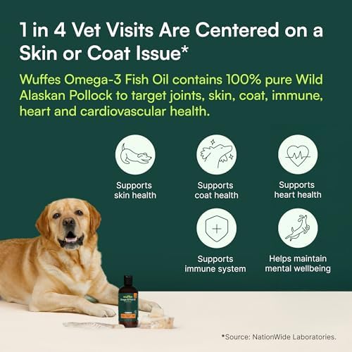 Wuffes Omega-3 Fish Oil for Dogs, Skin & Coat Support, 8 oz