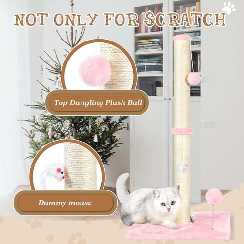 ANWA 32" Tall Sisal Cat Scratching Posts Tree for Indoor Cats Adults, Pink