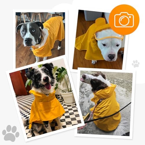 Dog Raincoat,Dog Rain Jacket Poncho with Hood and Leash Hole(Yellow,5XL)