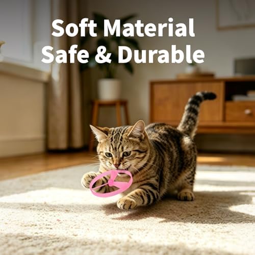 Rechargeable Cat Flying Disc Launcher, Interactive Hunting Fetch Toy with 6 Soft Flexible Flying Spinners, Electric Pet Play Toy, Indoor Outdoor Yard Interactive Exercise Toys for Cats(White)