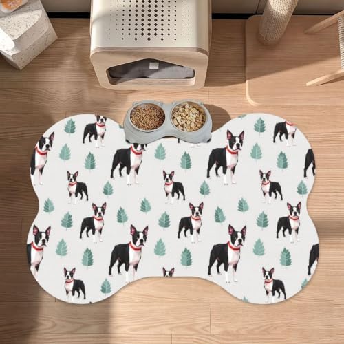 Pet Mats for Food and Water Placemat (Boston Terrier Grey)