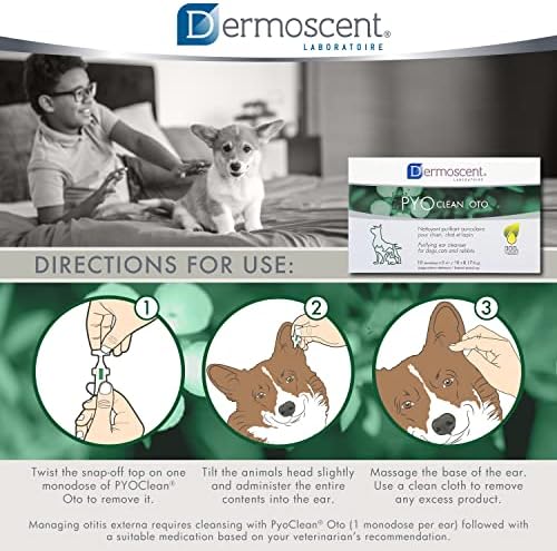 Dermoscent Pyoclean OTO Dog Ear Cleaner - Drops to Stop Head Shaking, Itchy & Waxy Ears - Non-Toxic - Ear Cleaning Solution for Dogs
