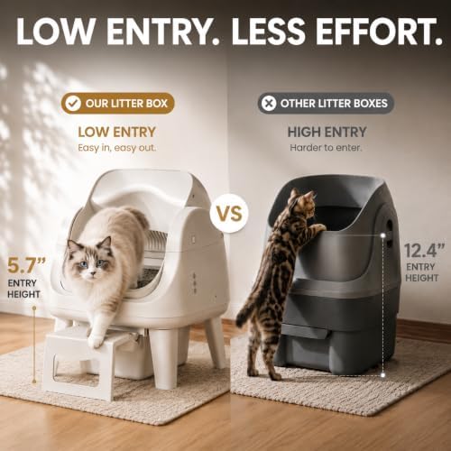 Automatic Litter Box,with Easy-Access Step, Anti-Pinch Safety