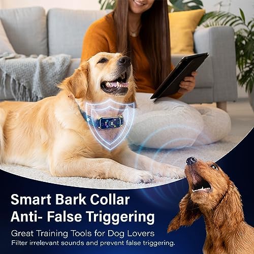 Dog Bark Collar ‌-Honeynet Smart Anti-Barking Training Device with 8 Sensitivity Levels, Beep/Vibration Modes, Auto Correction for Small/Medium/Large Dogs, IP67 Waterproof (Yellow)