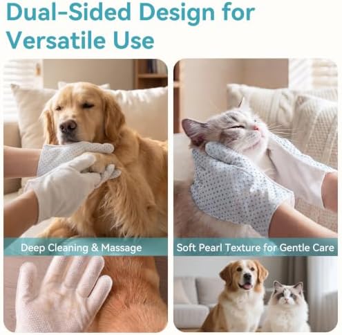 Pet Glove Wipes Pro, Massage Grooming for Dogs & Cats