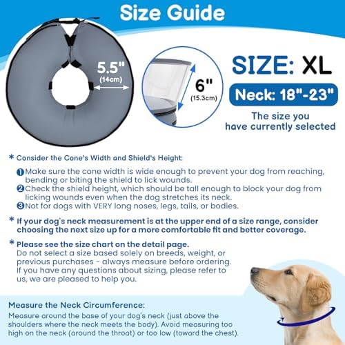 BARKLESS Dog Donut Cone for Large Dogs with Transparent Shield Inflatable
