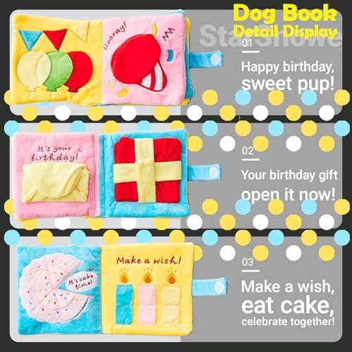 StarSnowe×Cute Dog Enrichment Toys,Squeaky Snuffle Book Series,Interactive Sniff Mat for Mental Stimulation & Slow Feeding,Treat Puzzle Toys for Puppy,Crinkle Gifts (Pink - Good Night)
