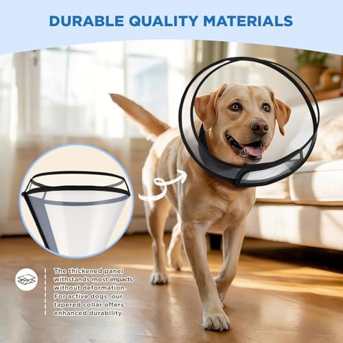 BONTHEE Dog Cone Collar for Surgery Recovery,Adjustable Transparent Pet Recovery Collar for Large Medium Small Dogs & Cats, Protective Elizabethan E-Collar for Wound Healing, Anti-Lick & Bite-S
