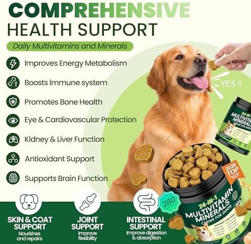 24-in-1 Dog Vitamins and Supplements, Dog Multivitamin Chewable for All Dog