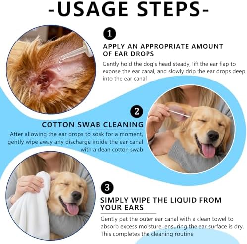 Dog Ear Infection Treatment, Dog Ear Cleaner, Ear Infection Treatment for Dogs & Cat, Gentle Cleaning Solution for Smelly Ears, Excess Wax & Mite Care - Itchy Ear Relief (2 fl oz)