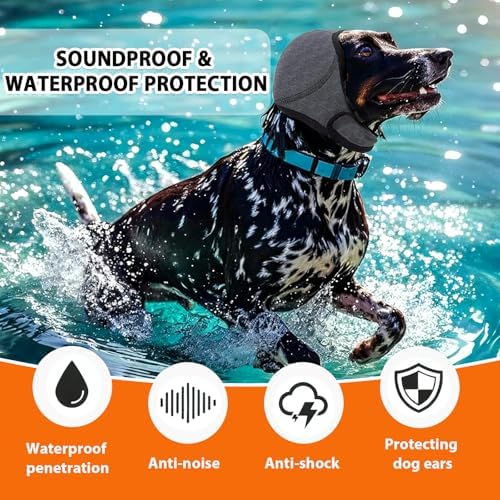 Dog Earmuffs Water-Resistant Ear Covers for Grooming Dust Protection Gray M