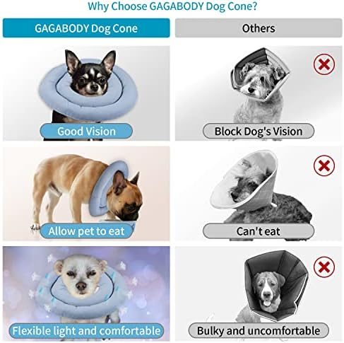 Gagabody Dog Cone for Large Dogs - Comfortable Adjustable Soft Alternative After Surgery - Elizabethan Donut Collar for Recovery - Different Sizes for Cats, Medium and Small Dogs