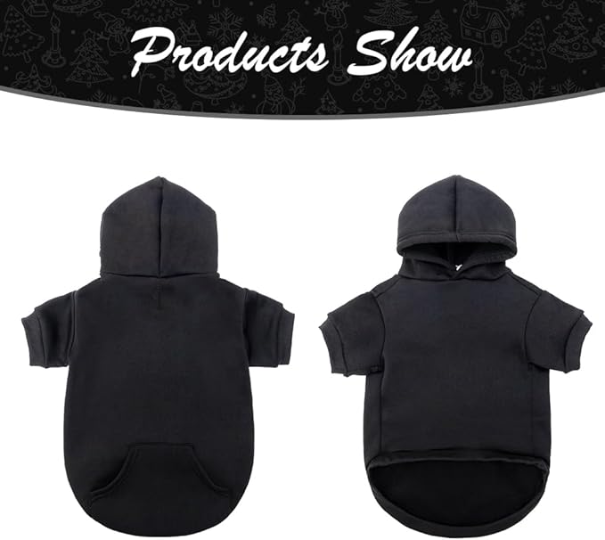 KOOLTAIL Basic Dog Hoodie - Soft and Warm Dog Hoodie Sweater with Leash Hole and Pocket, Dog Winter Coat, Cold Weather Clothes Sweatshirt for Small Medium Large Dogs Puppy Cat Boys Girls Black L
