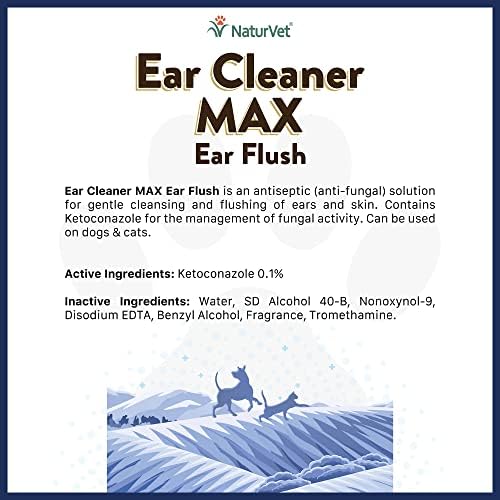 NaturVet Ear Cleaner MAX Ear Flush for Dogs & Cats 12 oz
