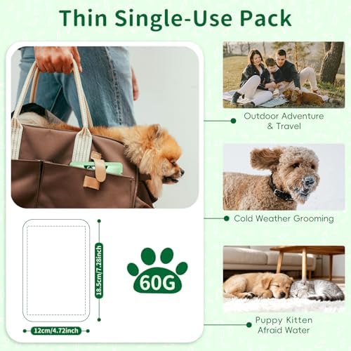 GLADFRESIT Pet Grooming Glove Wipes for Dogs & Cats, 60g, 6 Pcs