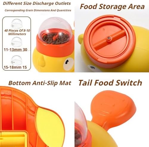 Duck Cat Treat Dispenser, Interactive Button-Operated Slow Feeder with 3 Grain Bin Covers, Puzzle Toy for IQ Training & Mental Stimulation (2pcs White)