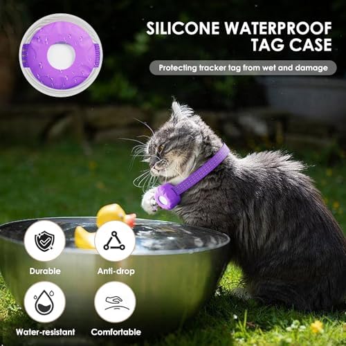 GPS Tracker for Cats, Mini Cat Tracker, No Monthly Fee Pet Tracker, Compatible with Apple Find My(iOS Only), Anti-Lost Finder Tag for Vehicles, Pets, Kids, Items, Purple