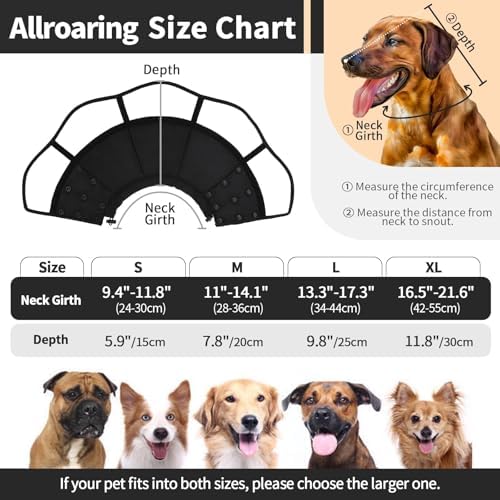 Allroaring Dog Cone Collar, Soft Dog Cones for Medium Dogs After Surgery