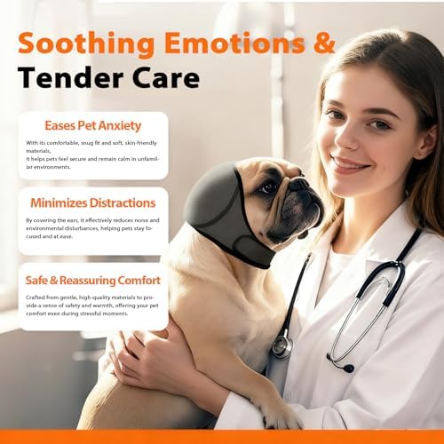 Dog Earmuffs Water-Resistant Ear Covers for Grooming Dust Protection Gray M
