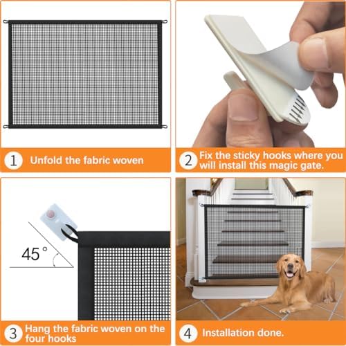 Cupount Dog Screen Mesh Gate for House, Stairs and Doorways, 29 x 41 in | Easy to Install with No Drilling, Fits 36-39 in Openings, Indoor Pet Barrier for Dogs and Puppies
