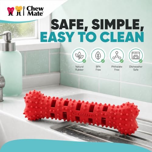 Dog Teeth Cleaning Toy | Treat-Dispensing Dog Dental Chew Toy | Rubber Bristles & Floss Slots Clean Teeth, Gums, Tongue | For Medium/Large Dogs