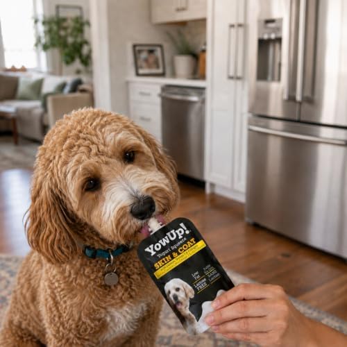 YowUp Dog Yogurt Treat, Skin and Coat Support with Salmon, 4 Pouches