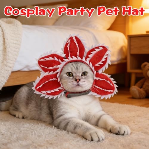 Pet Demon Dog Costume Funny Carnivorous Plant Dog Adjustable Hat Costume with Soft Material Flower Accents (Small)