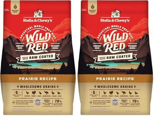 Stella & Chewy's Wild Red Dry Dog Food Raw Coated High Protein Wholesome Grains Prairie Recipe, 3.5 lb. Bag (Pack of 2)