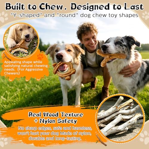 WOWBALA 2 Pack Dog Chew Toys for Aggressive Chewers,Indestructible Dog Toy for Medium Large Dogs, Chew Toys to Keep Dogs Busy,Super Chewer with Tough Nylon, Reduce Boredom & Anxiety