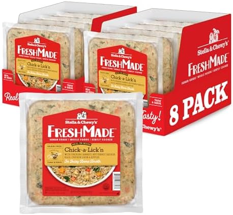 Stella & Chewy's FreshMade Frozen Fresh Grain-Free Chick-a-Lick'n Dog Food, 16-oz Pouch (Pack of 8)