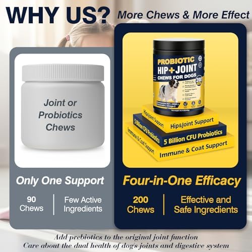 Hip and Joint Supplement for Dogs 200ct with Probiotics Glucosamine for Dog