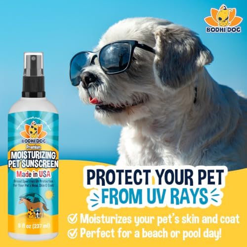 Bodhi Dog Sunscreen SPF 30+ Moisturizing Pet Sun Spray - Safe for Dogs, Cats & Horses - Natural Protection for Skin, Coat, Nose, Ears - Made in USA (8 Fl Oz)