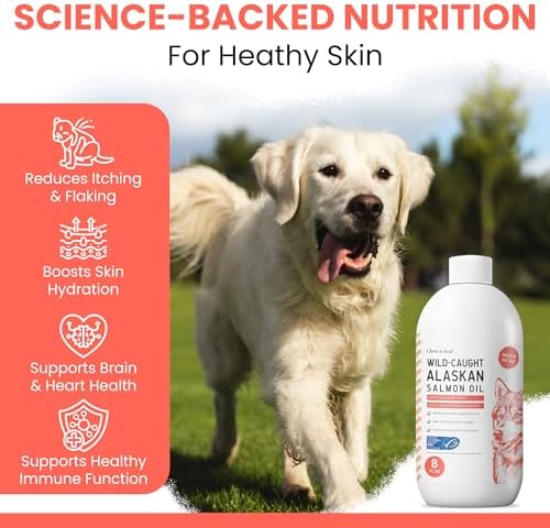 Wild Alaskan Salmon Oil for Dogs & Cats 16 oz - Omega 3 Dog Fish Oil, EPA DHA for Skin & Coat, Itch Relief, Joint and Heart Health - MSC Certified, Made in USA, Pump Bottle - Chew + Heal