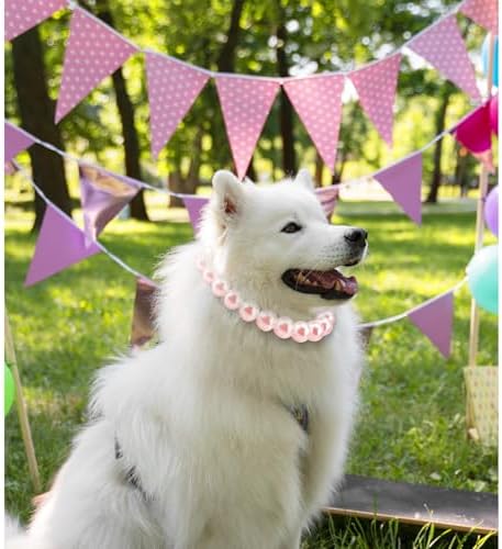 Chunky Pearl Dog Necklace (Beads 20mm),Elegant Classic Super Big Pearl Collar Necklace Accessories for Medium Large Dogs Occasions and Gatherings (Pink, 2XL(Neck Girth 19''-21.5''))