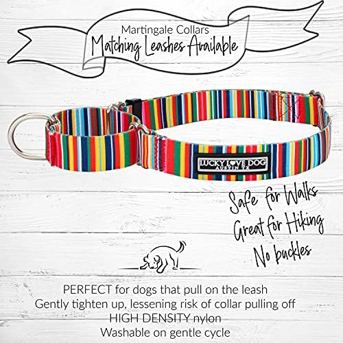 Lucky Love Dog Martingale Collar for Medium Dogs No Slip – Hippie, Medium