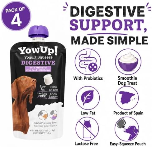 YowUp Dog Yogurt Treat, Digestive with Prebiotics, 4 Pouches