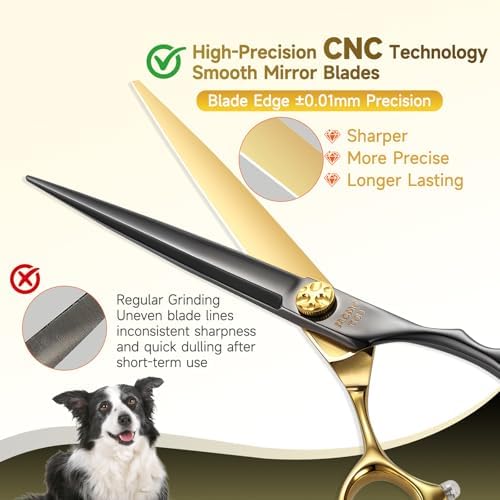 7'' Straight Dog Grooming Scissors CNC 440C Blades