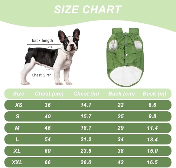 Warm Dog Coat, Windproof Dog Jacket Fleece Pet Winter Coats Solid Color Dogs Clothes Cold Weather Pet Jacket Vest Soft Puppy Apparel for Small Medium Dogs Cat (XL, Green)