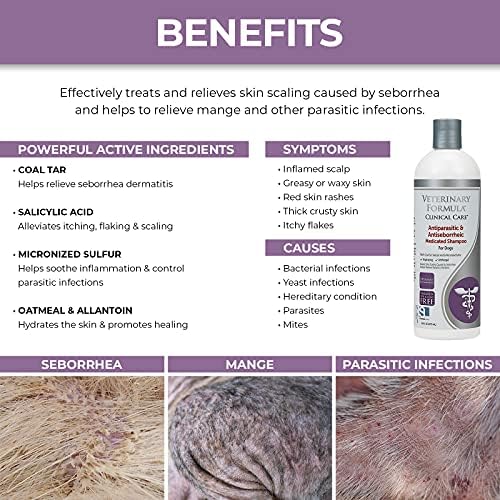 Veterinary Formula Clinical Care Ear Therapy for Dogs & Cats and Antiparasitic & Antiseborrheic Medicated Dog Shampoo Bundle
