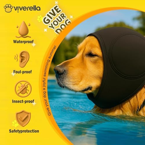 Dog Ear Wrap Hoodie, Large Head Circumference 18-24 in, Soft Cotton Dog Ear Cover for Grooming, Bathing, Wind and Everyday Wear, Dark Grey，